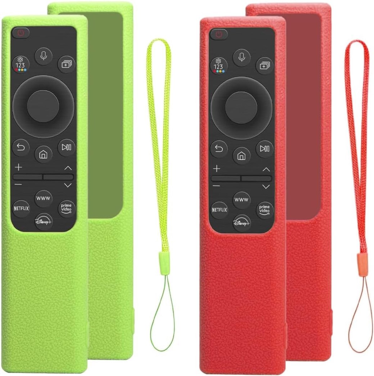 2 Stuks Afstandsbediening Hoes voor Smart TV, Schokbestendige Siliconen Cover met Lanyard, Antislip Bescherming (Rood & Groen)