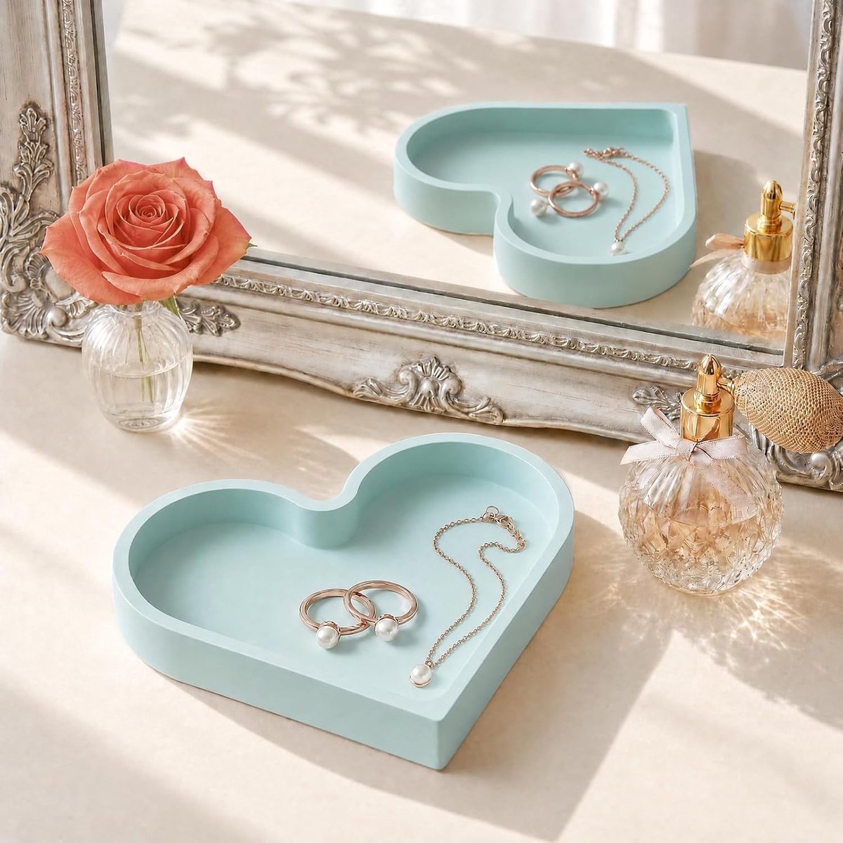 Leuke hartvormige siliconen sieraden schotel, zachte ringhouder voor lade, snuisterijkom voor sleutels en oorbellen, esthetische woondecoratie cadeau voor vrouwen en meisjes