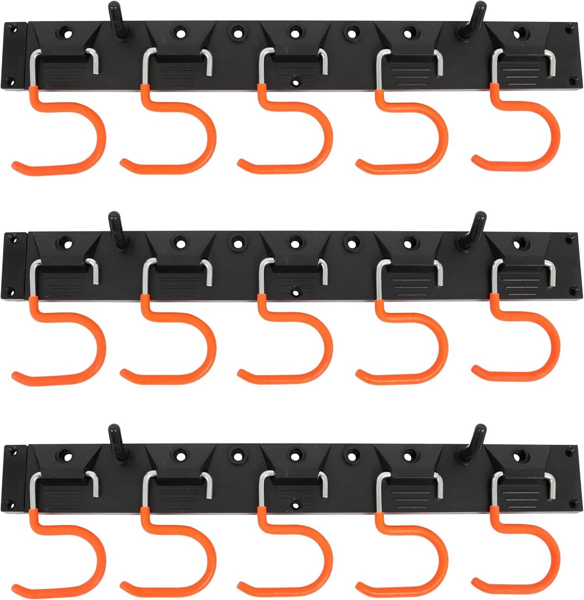 Wandhaak Set - Zwart/Oranje - Compleet Ophangsysteem - Robuust Ontwerp - Voor Gereedschap en Tuingereedschap