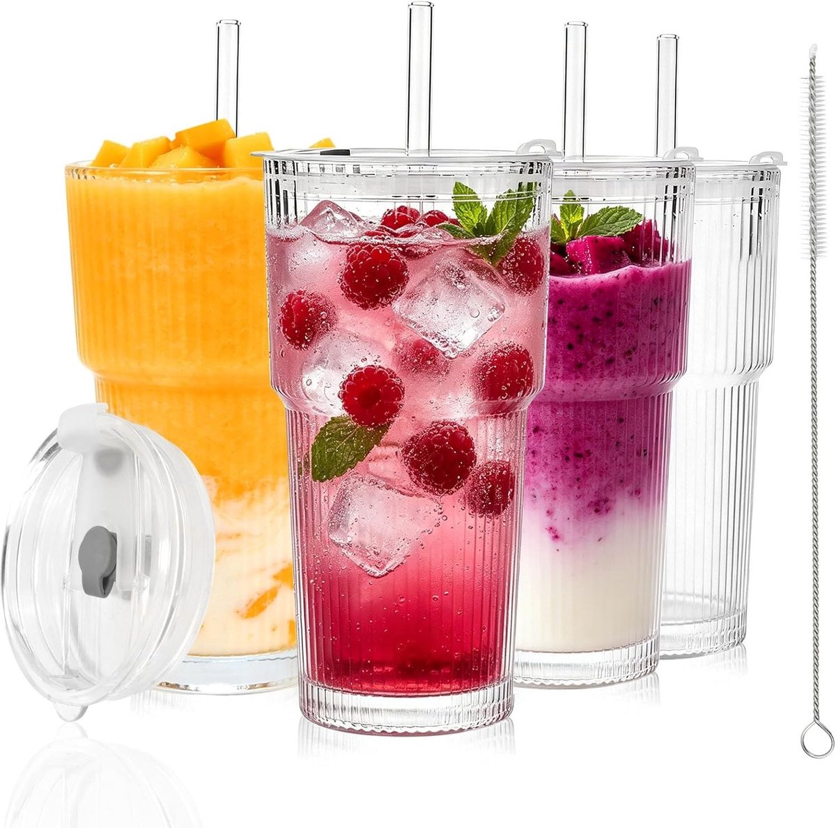 Drinkglazen Set - Glas - Lekvrij en Waterdicht - Ergonomisch Handvat - Voor Koffie en Smoothies