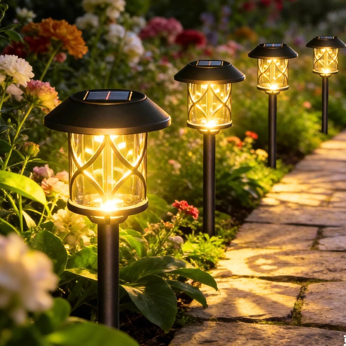 LED Solar Tuinverlichting - Zwart - Automatisch Aan/Uit - Waterdicht - Voor Tuin en Patio