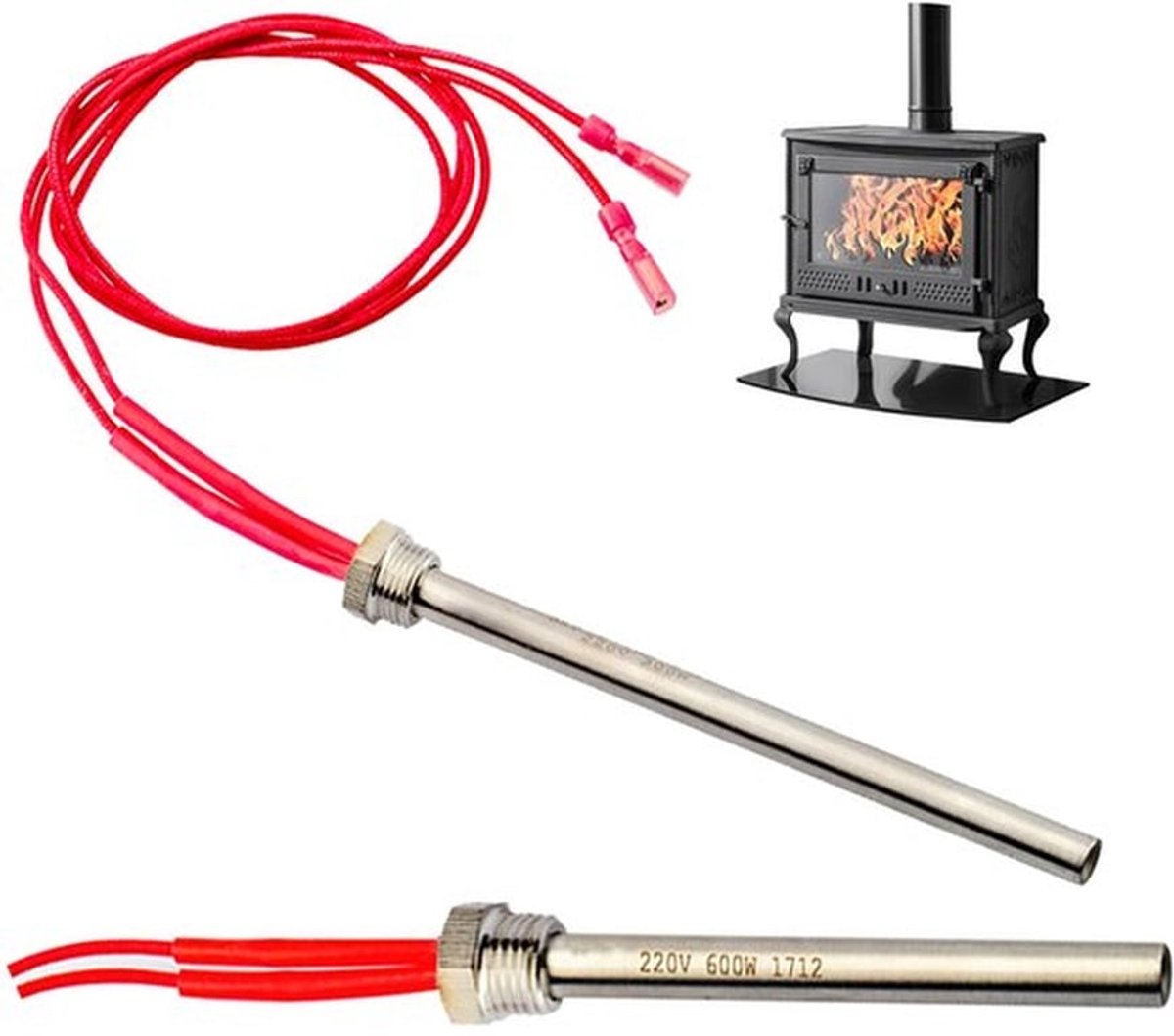 2 Stuks 220 V 350 W voor Pelletkachels, Pelletkachels, Pelletontstekers met Pellet 140 x 10 mm Pelletverwarming Ontsteking Houtpelletkachel Eindstaaf Verwarmingspijp