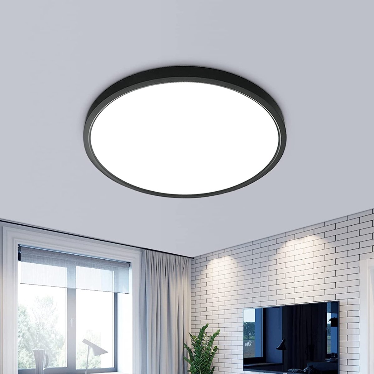 Riserva LED Plafondlamp Rond 24W Zwart Modern Design 2700lm 6500K Platte Plafondlamp voor Woonkamer Slaapkamer