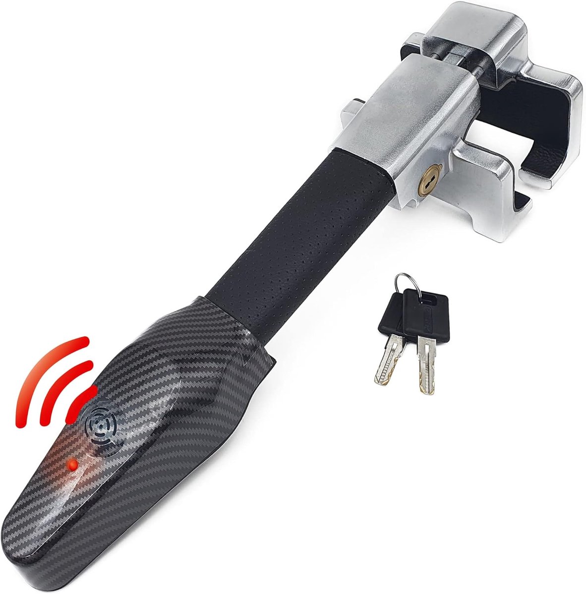VHV Stuurslot met Alarm - Auto Antidiefstal Slot - 120 dB Bewegingsalarm - Universeel Stuurwielslot tot 7,2 cm - Gehard Staal - Krasbescherming - Inclusief 2 Sleutels