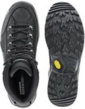 Een zwarte Lowa Renegade EVO GTX wandelschoen en de losse profielzool.