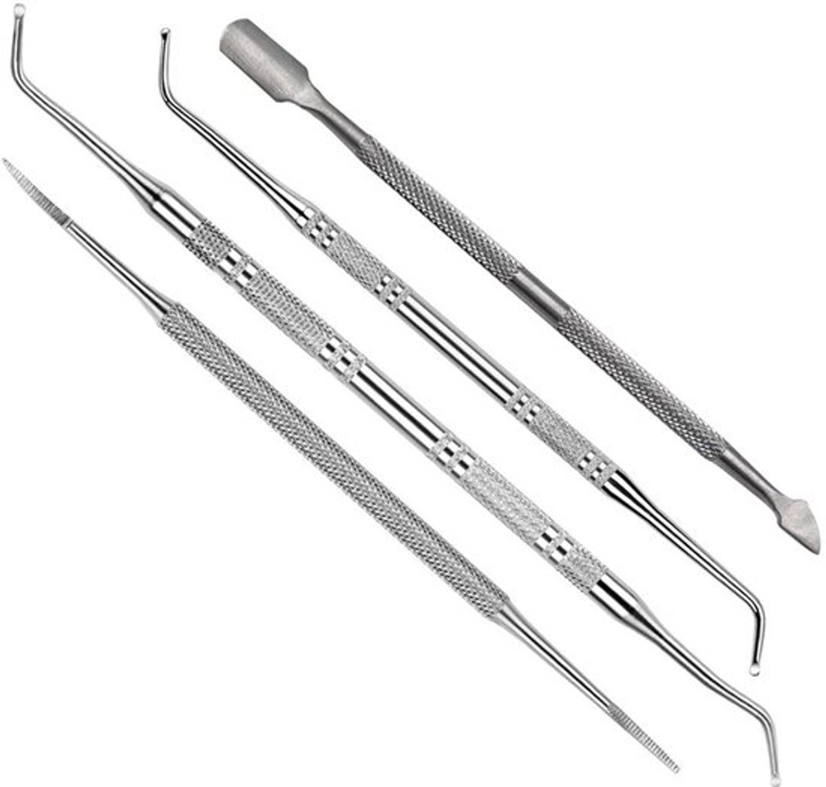 4 Stuks Dubbele Hoofd Nagelreiniger Enkele Hoofd Nagelvijl Manicure Voetverzorging Roestvrij Staal Manicure Pedicure