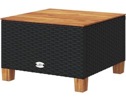 Tuin Salontafel - Buiten Tafel - Ontspannen Buiten - Poly Rattan Acacia - 55x55x36cm - Zwart