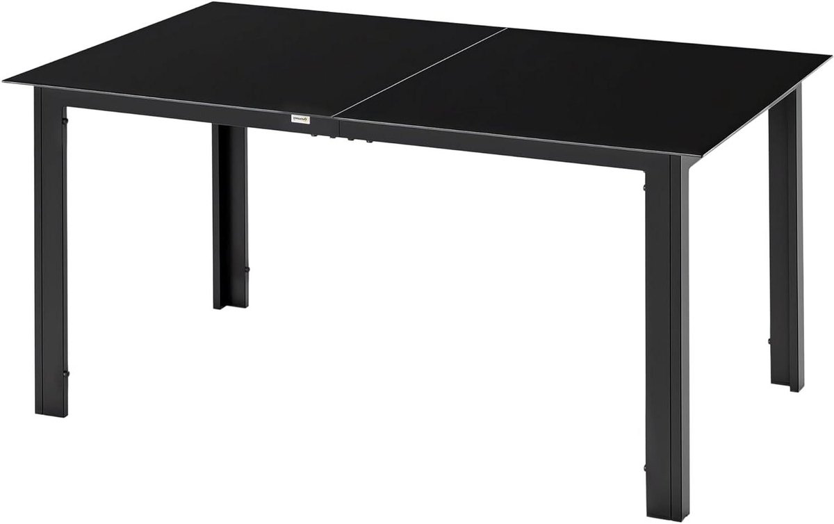 Tuin Eettafel - Buiten Tafel - Buiten Dineren - Aluminium Frame - 150 x 90 x 74 cm - Zwart