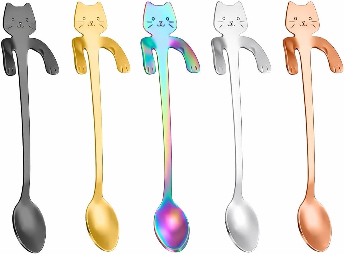 Set van 5 elegante roestvrijstalen koffielepels, kleine dessertlepels voor koffie, snacks en dagelijks gebruik, 11,6 cm lang
