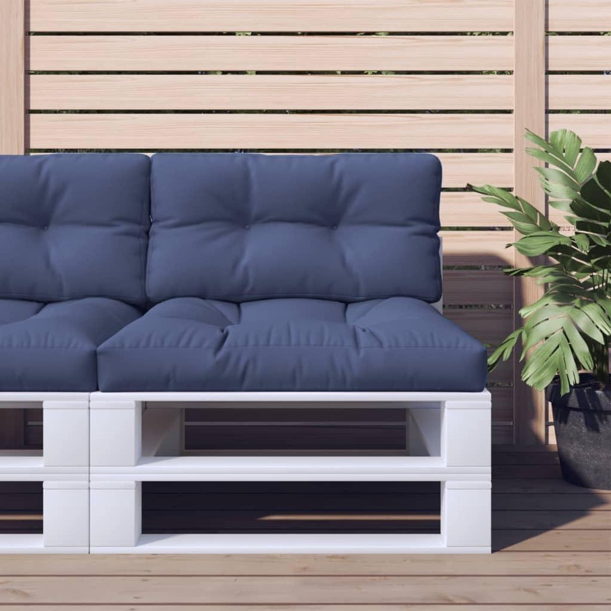 Pallet Kussen - Zitkussen Tuin - Buiten Zitten - Waterafstotend Oxford - 70 x 40 cm - Navy Blauw
