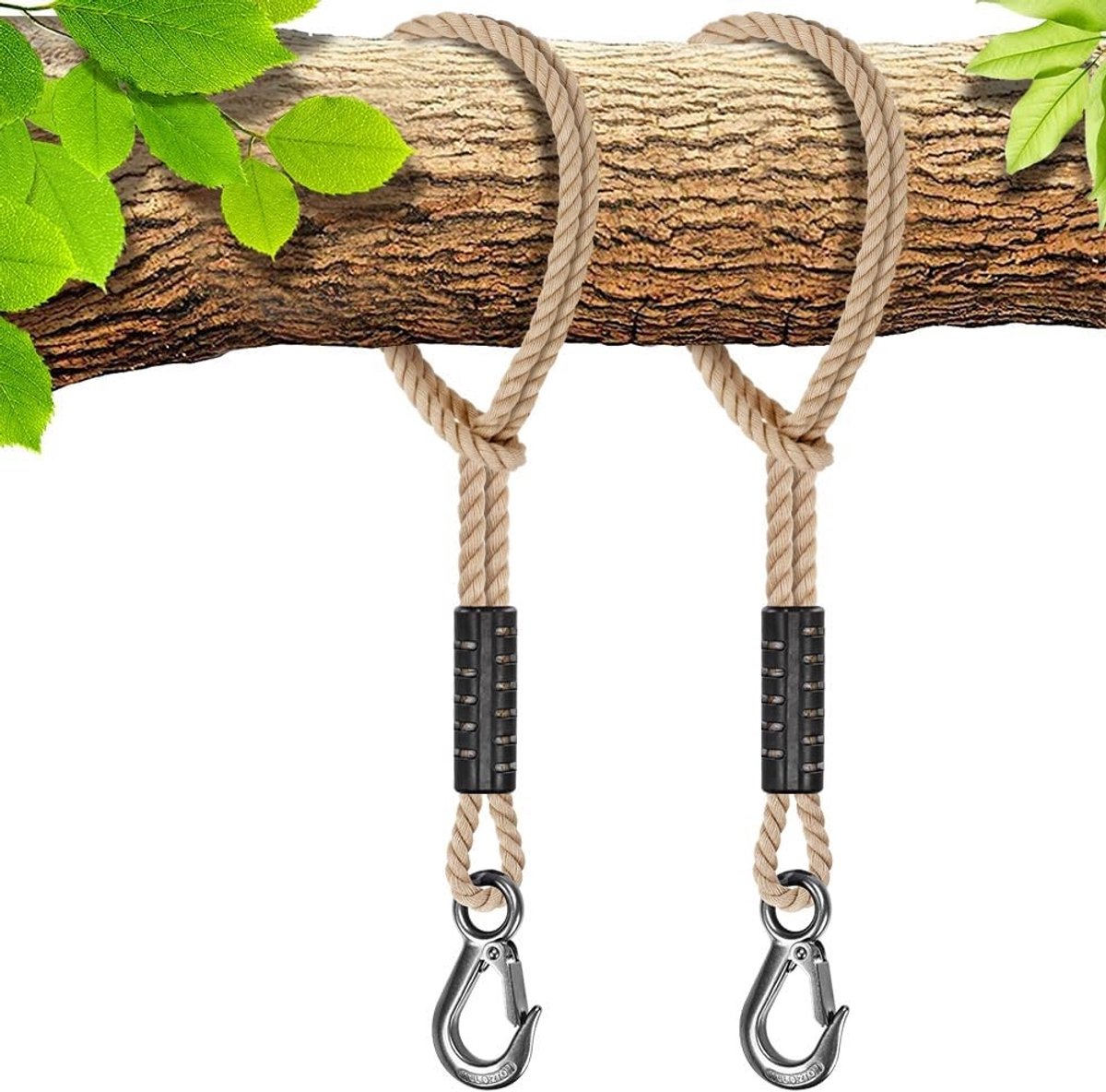 Set van 2 Hangende Touwen van 0,5 m voor Hangmatten - Polyester Straps met Haak voor Buitenspeelgoed, Tuinmeubelen en Outdoor Activiteiten tot 2500 lbs