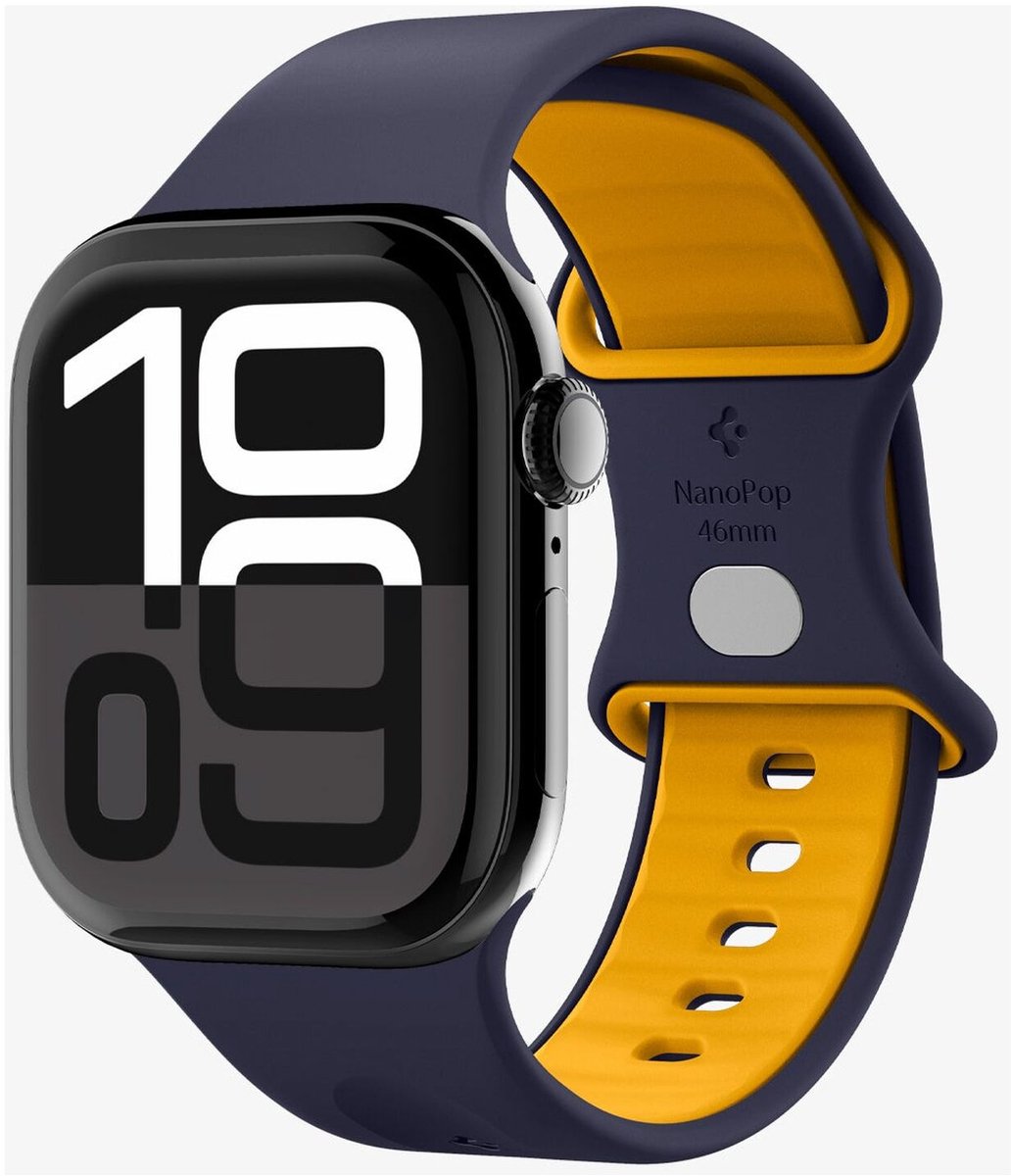 Spigen Nano Pop - Bandje Geschikt voor Apple Watch 1-10/SE/Ultra Bandje - 49/46/45/44/42MM - Blauw Geel