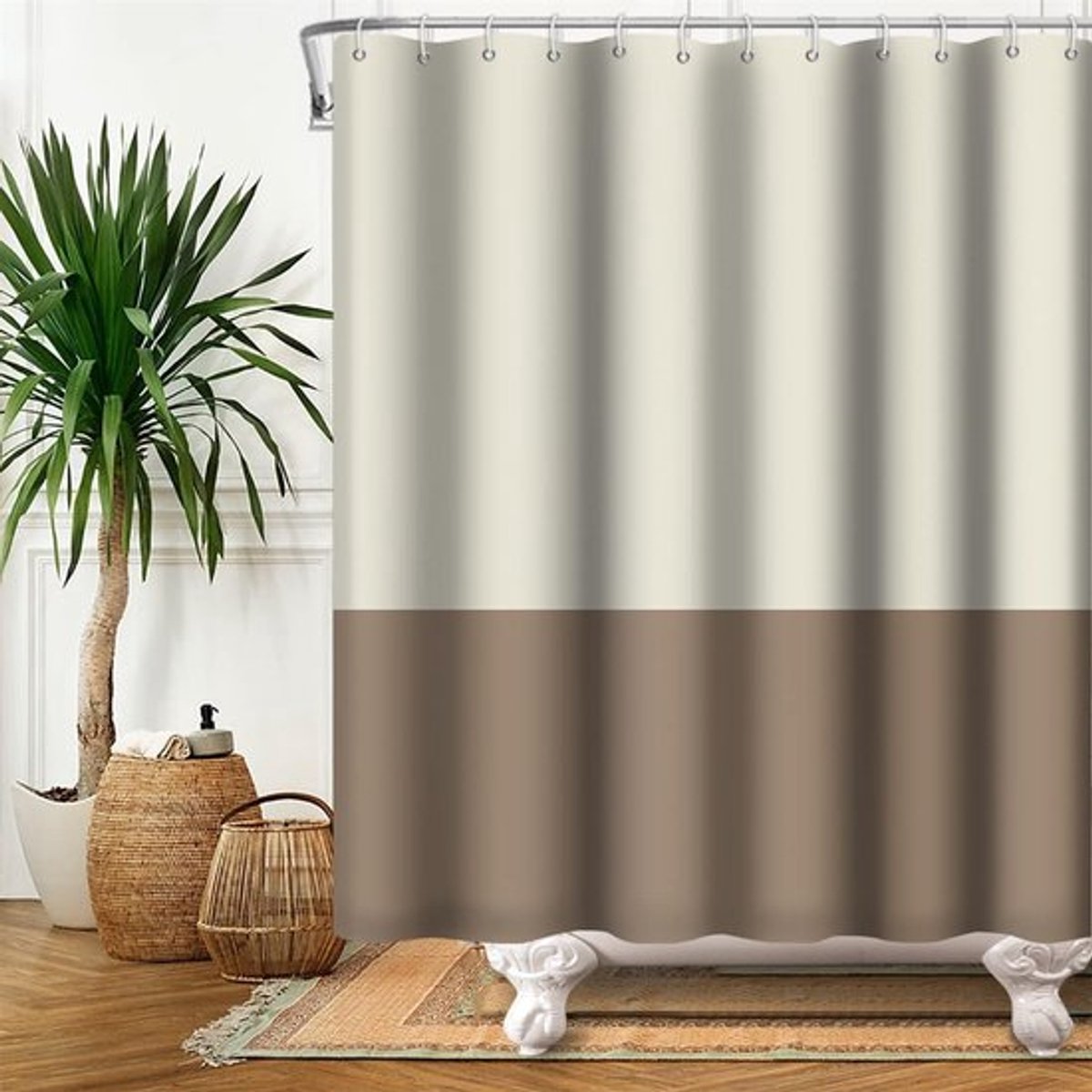 Lichtgeel bruin douchegordijn - waterdicht - 105 x 160 cm - polyester