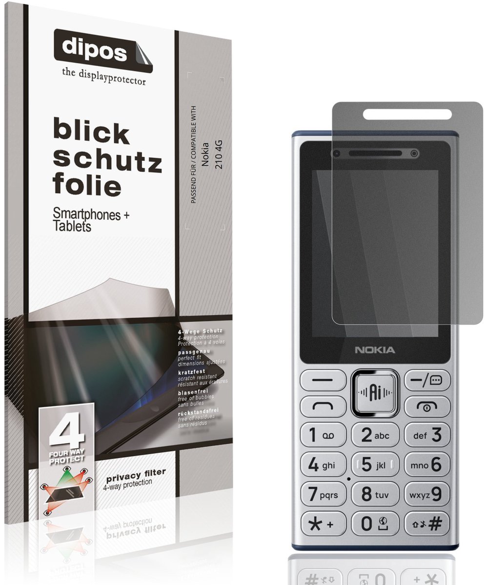 dipos – Matte Privacy Screenprotector geschikt voor Nokia 210 4G | Anti-Spy Beschermfolie