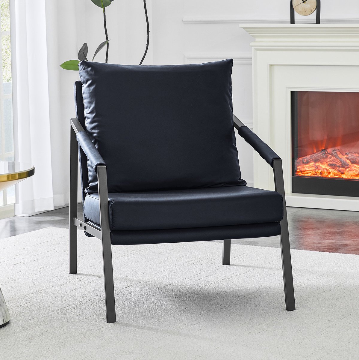 FloraGrace Fauteuil - Moderne Industriële Loungestoel - Met Zachte Kunstleren Bekleding En