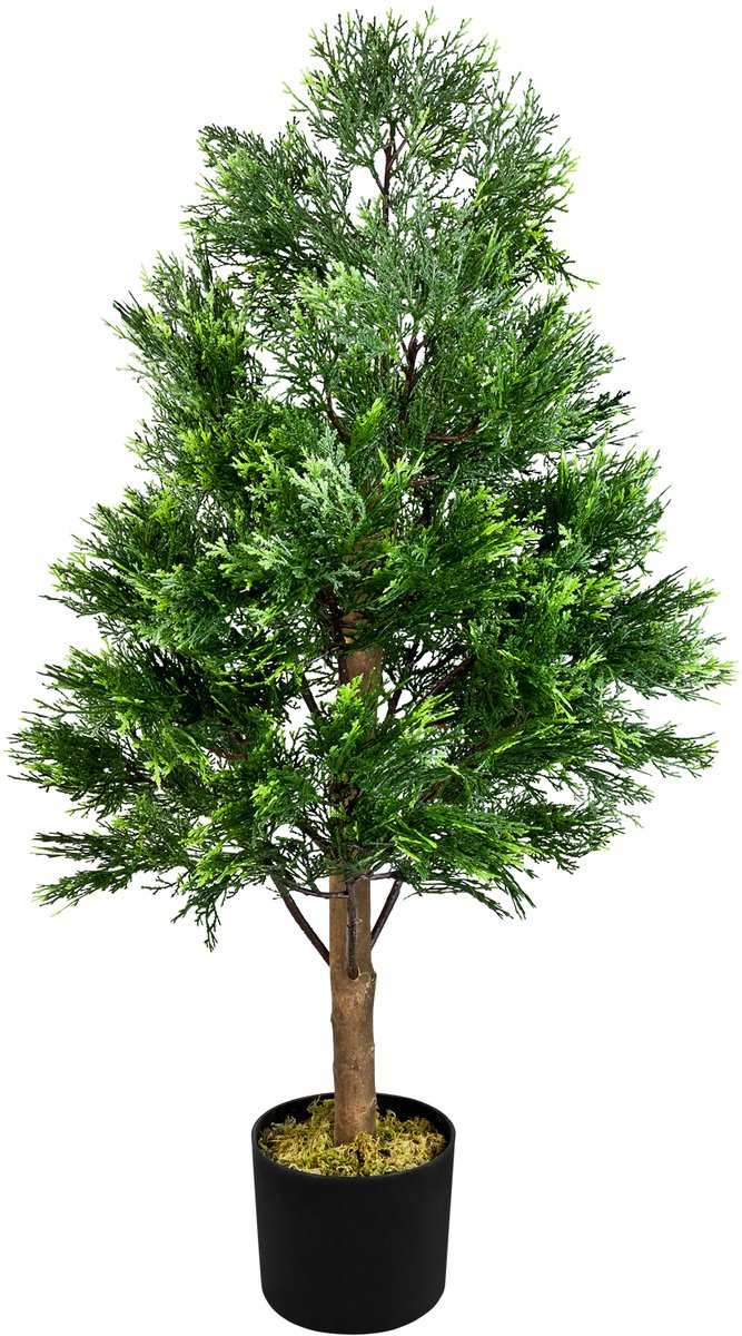 Kunstmatige Valse Conifeer Plant Levensboom Echt Hout Decoratie Bininnen 90cm DECOVEGO
