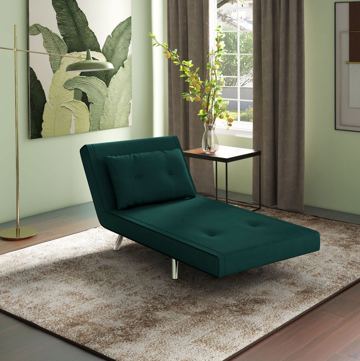 MIVRAY Fauteuil 77 x 88 x 83 cm - 3-in-1 Slaapfauteuil Met Verstelbare Rugleuning En Bedfunctie - Voor Logeerkamer - Velvet Donkergroen