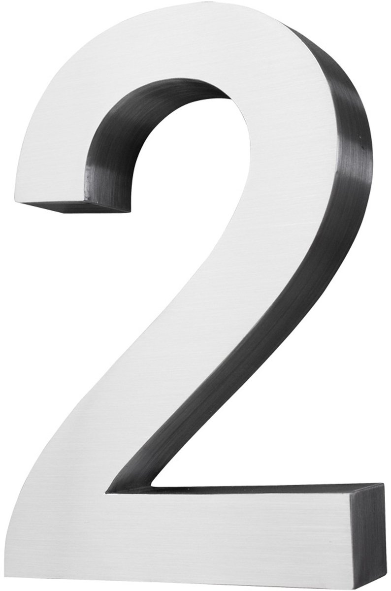 Roestvrijstalen huisnummer – 20 cm groot – 2 cijfers – Geborstelde afwerking – 3D Arial-lettertype – V2Aox