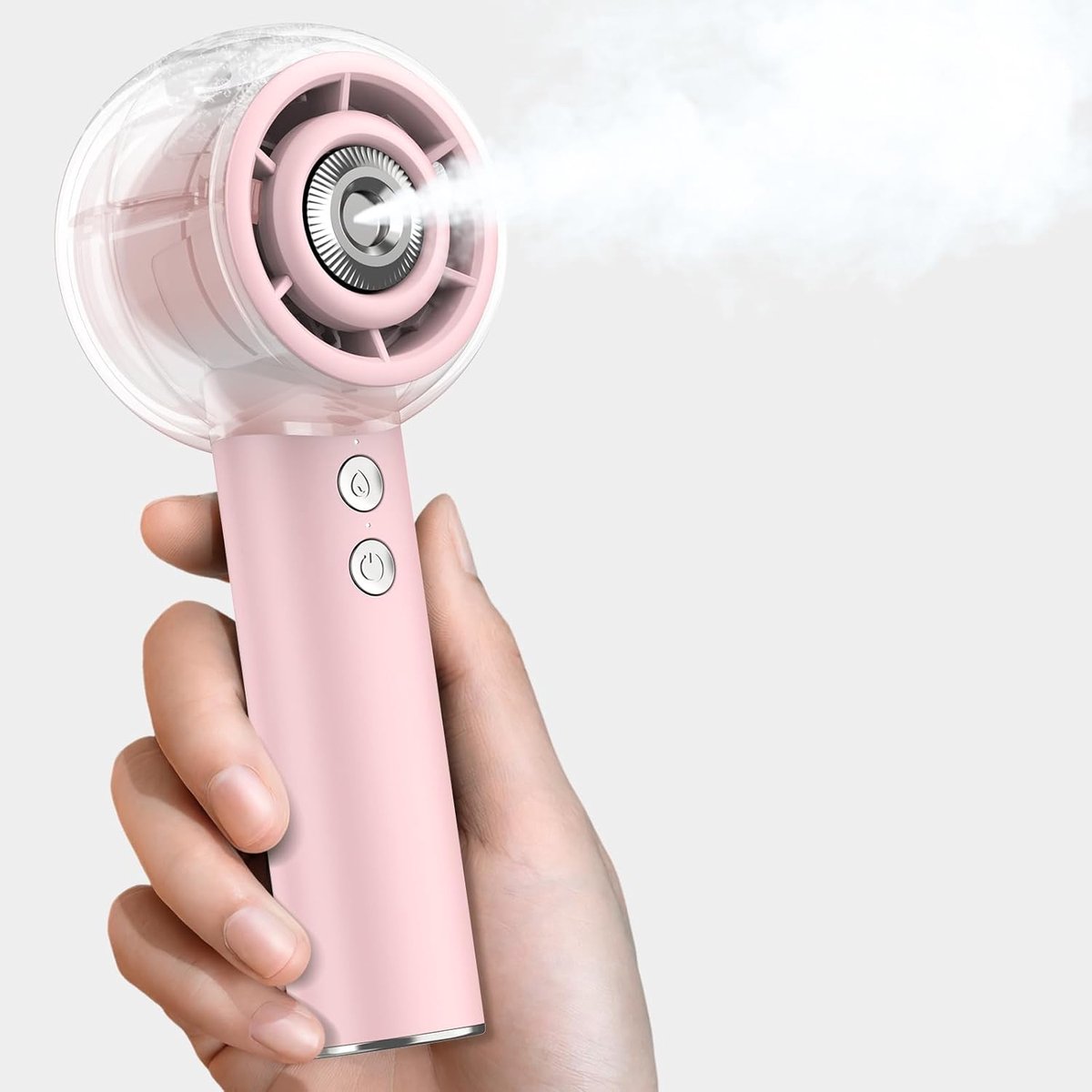 Spuitventilator - Draagbaar - Handventilator - Krachtige turbomotor - 4000mAh batterij - Oplaadbaar - 4 krachtige windsnelheden - Voor reizen/kamperen/strand/buitenactiviteiten - Essentieel voor verkoeling - Heren/Dames - Roze-1 stuk