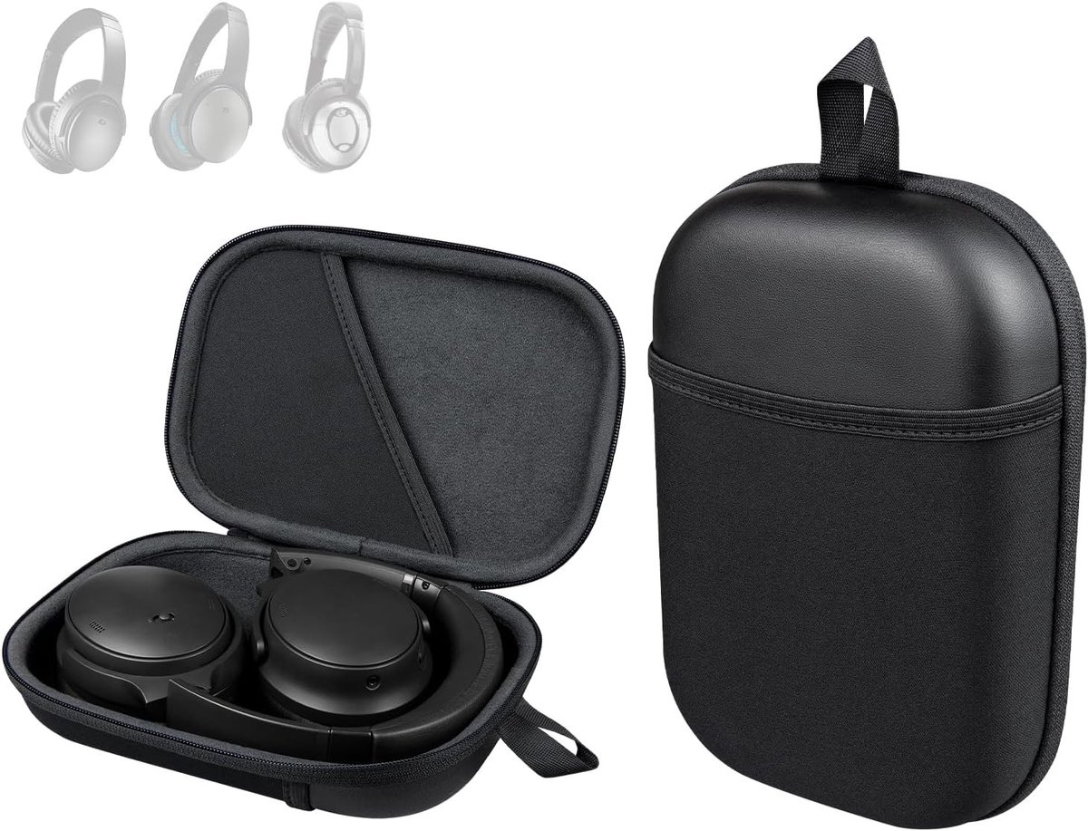 Duurzame hoofdtelefoon opbergcase voor Bose QuietComfort QC35/QC35II/QC45/QC Ultra, Beschermende EVA tas voor reizen met karabijnhaak en extra accessoires