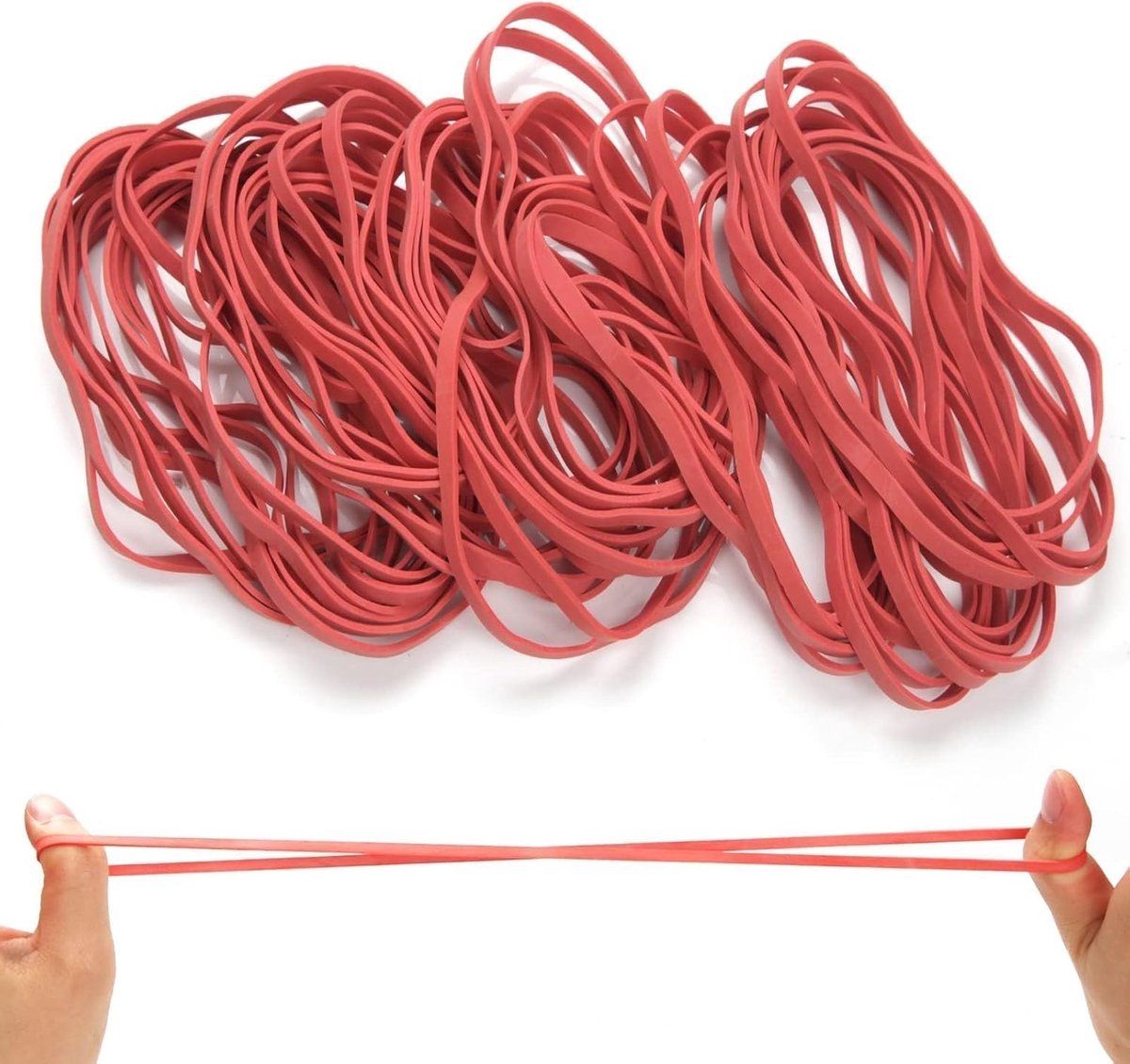 Grote Rode Rubber Bands - 52 Stuks - 100 x 5 mm - Elastische Bands voor Kantoor, School, Hobby en Creatieve Projecten