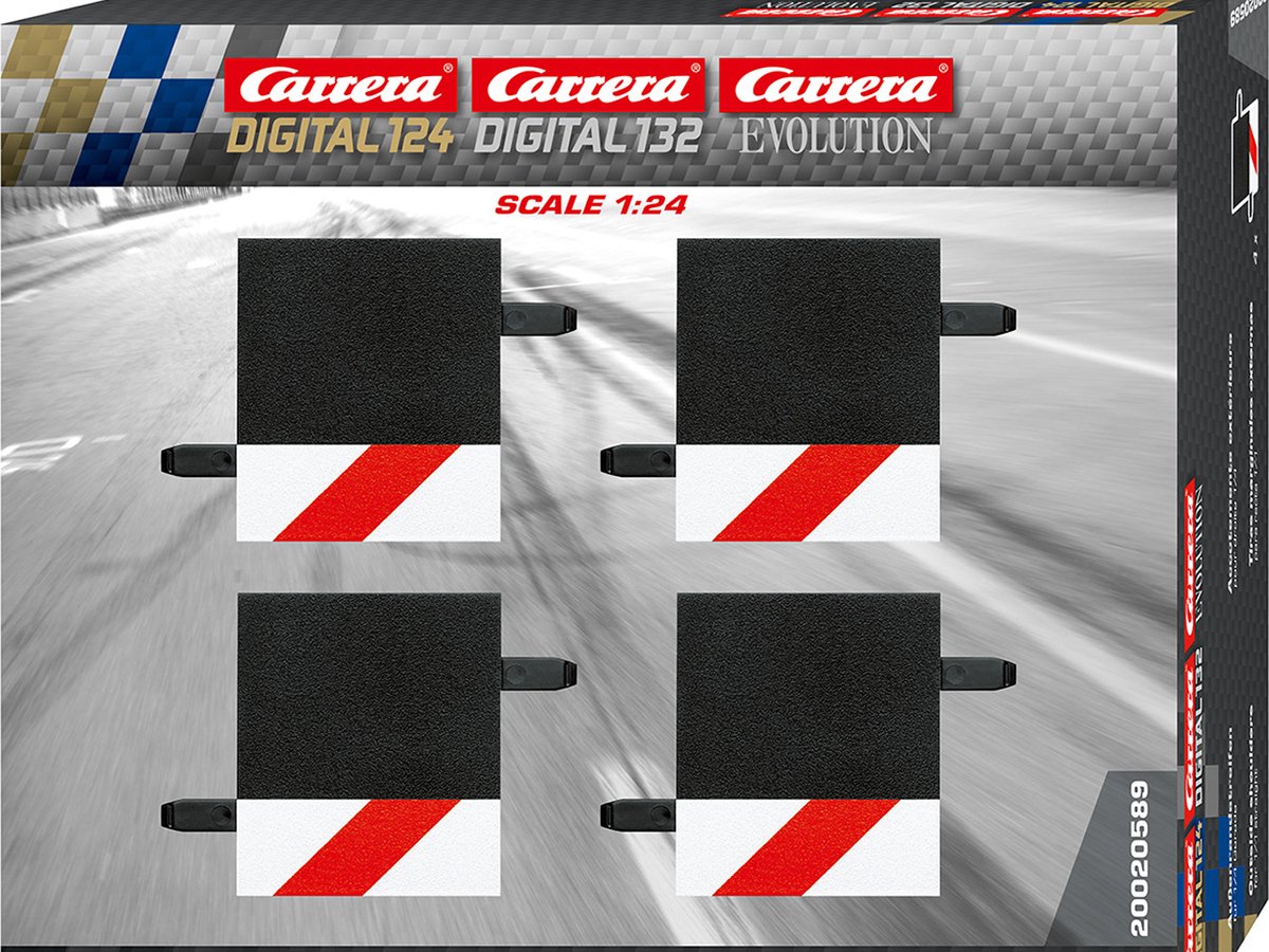 Carrera Racebaanonderdeel - DIGITAL 124/132/Evolution - Uitbreidingsset Kerbstenen voor 1/4 Rechte Baanstukken - 4 Onderdelen onderdeel