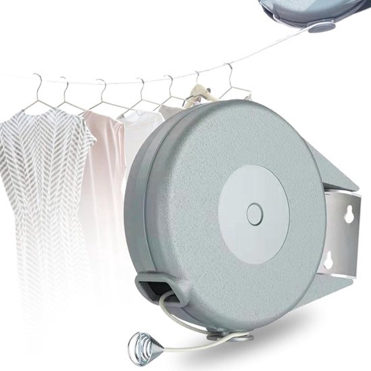 Waslijn - Uitschuifbare waslijn - Oprolbare waslijn - Kledingrek op rol - Kledingrek voor aan de muur - Kledingrek - Geschikt voor kamperen - Doorhangbestendig - Geschikt voor binnen en buiten - Blauw - 12 meter