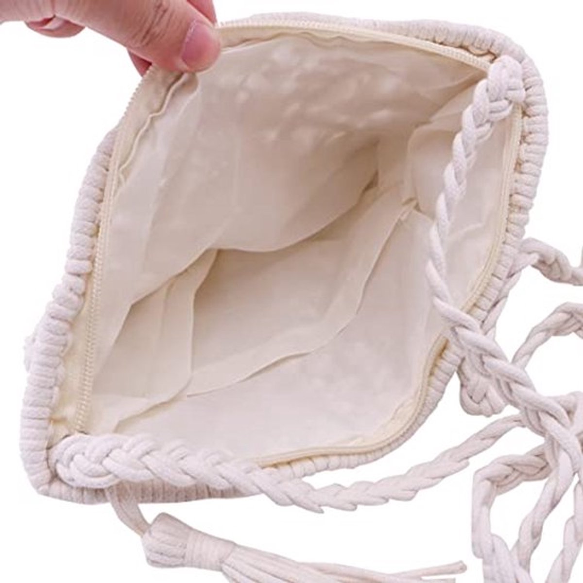 Vrouwen Zomer Strand Stro Zakken Met Kwastje Mini Stro Handtassen Met Rits Weave Handgemaakte Crossbody Tas Bohemian Schoudertas (Beige)