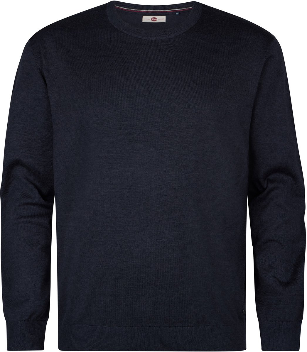 Petrol Industries - Heren Plus Size Fijngebreide trui met ronde hals ironbend - Blauw - Maat 4XL