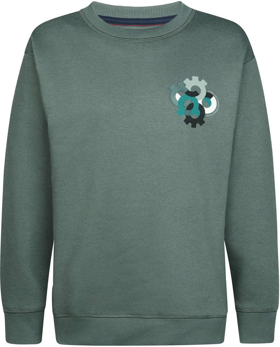 Petrol Industries - Jongens Relaxed sweater met print ironbrook - Groen - Maat 128