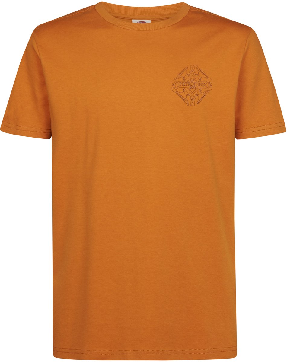 Petrol Industries - Heren T-shirt van katoen met print warren - Oranje - Maat S