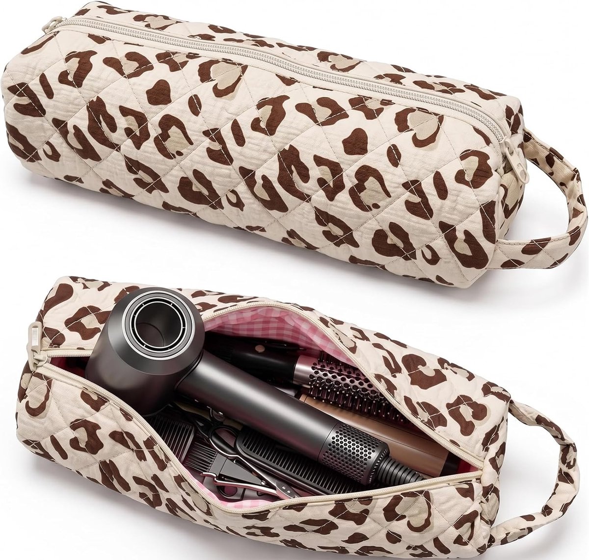 Kleine Kosmetiktas voor Haarstyling-accessoires, Reistas voor Haar Tools en Styling Tools, Luipaardprint Design