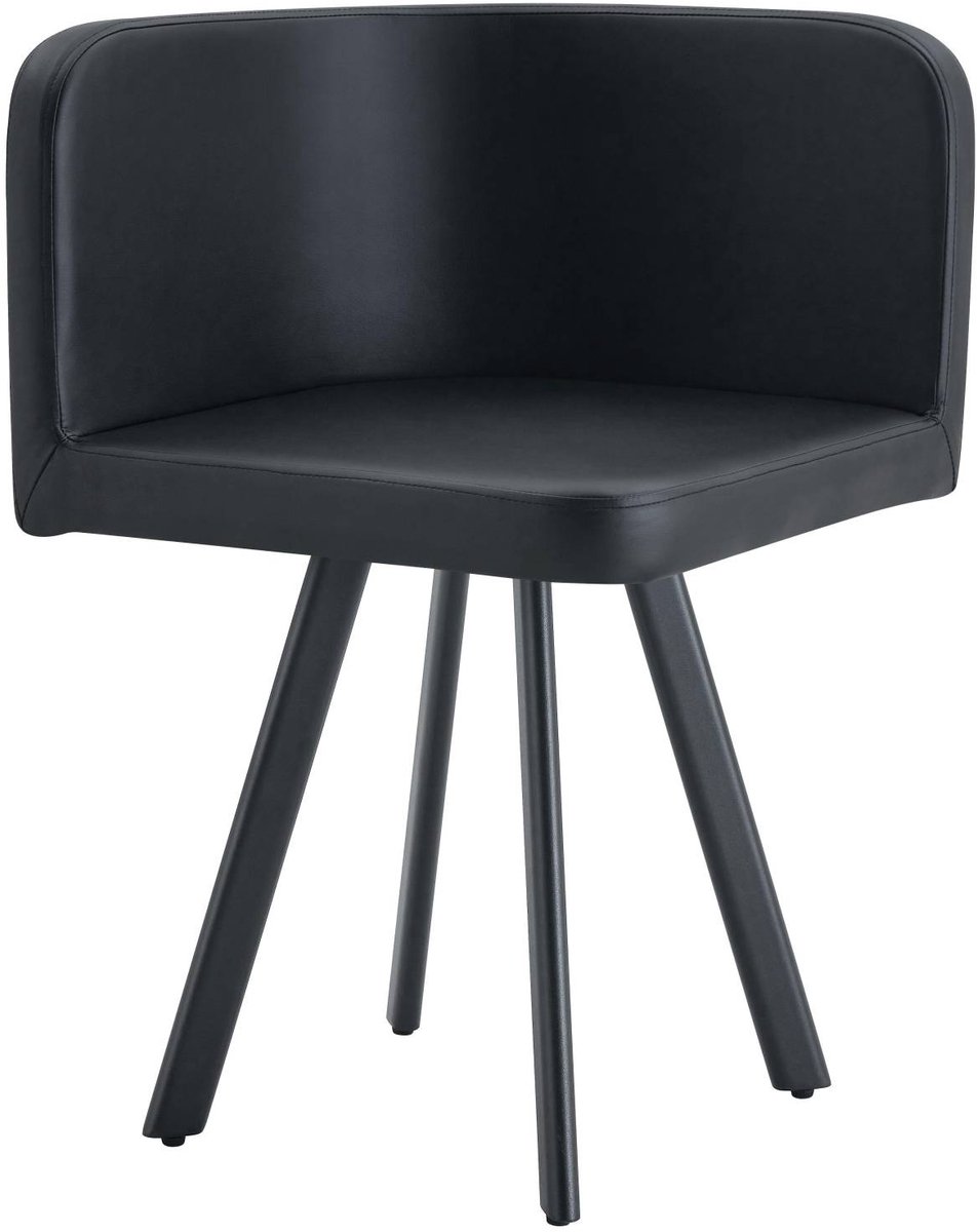 FloraGrace Eetkamerstoel – Modern Minimalistisch Design – Set Van 2 – Kunstleer En Metaal – Zwart – Voor Eethoek, Bureau Of Lounge