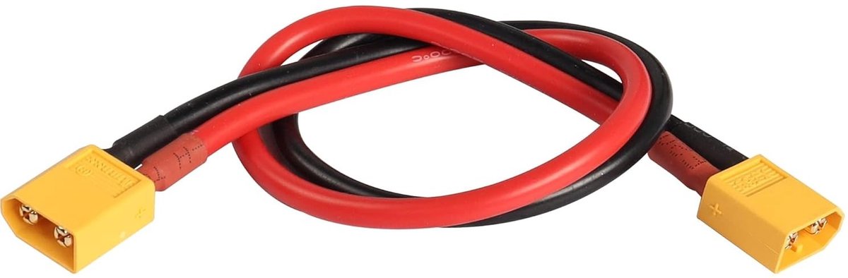 XT60 Verlengkabel, XT-60 Mannelijk naar XT60 Mannelijk Adapter met 12AWG Draad voor RC Lipo Accu en Drone Toepassingen (33.5CM)