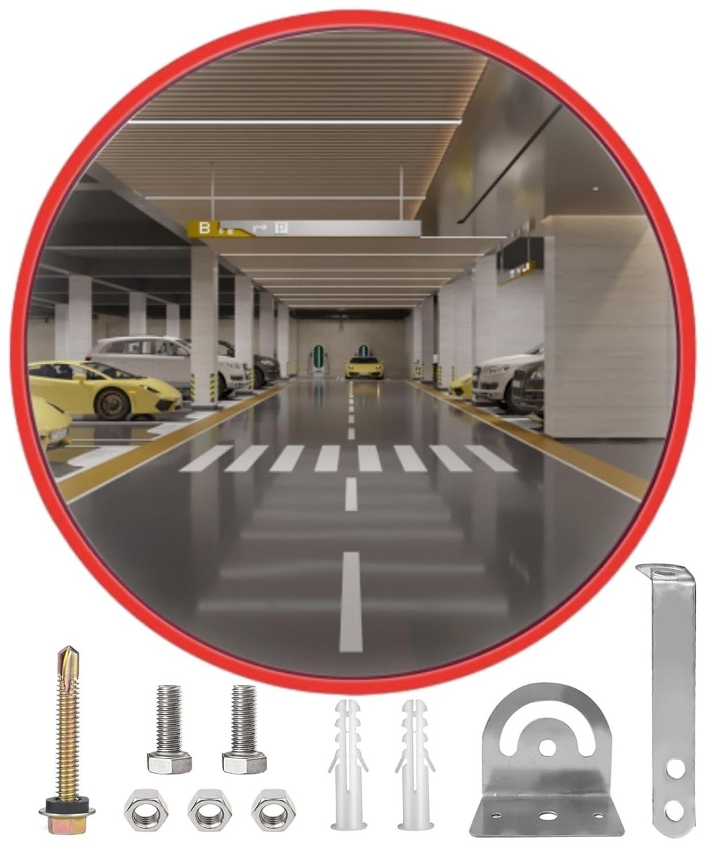Convex verkeersspiegel van 30 cm, brede hoekspiegel voor veilige uitritten en garages, ideaal voor verkeersobservatie