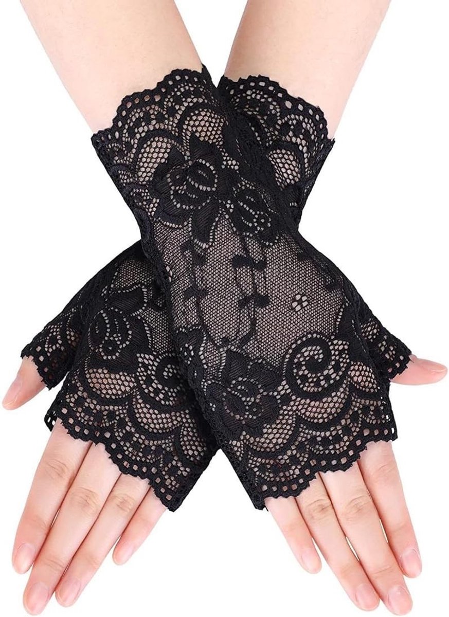 Vingerloze Franse kanten handschoenen voor dames, sexy ademend ontwerp, ideaal voor bruiloften en feesten