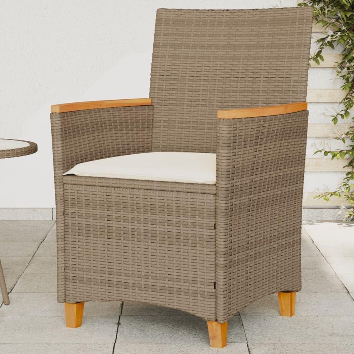 Tuinstoelen met kussens - Buitenstoelen Polyrotan - Buiten Ontspannen - Weerbestendig Materiaal - 62 x 53 x 295 cm - Beige