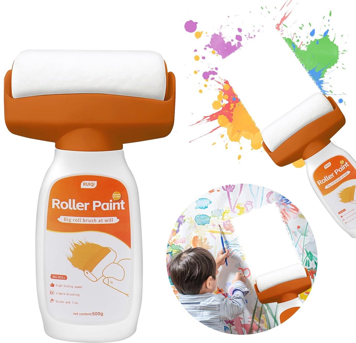 Wall Repair Roller Brush 500g, Wall Paint Repair White with Wall Repair Paste, Wall Repair Roller Brush, 2-in-1 Repair - ShopVlot