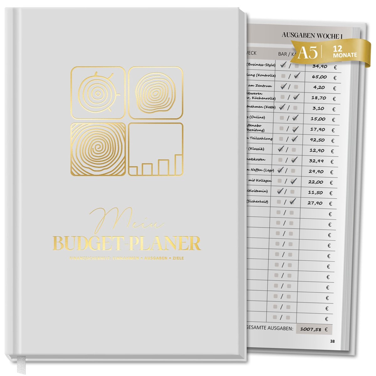 Solidchoice - Budgetplanner met Retro Tijdthema, Grijs
