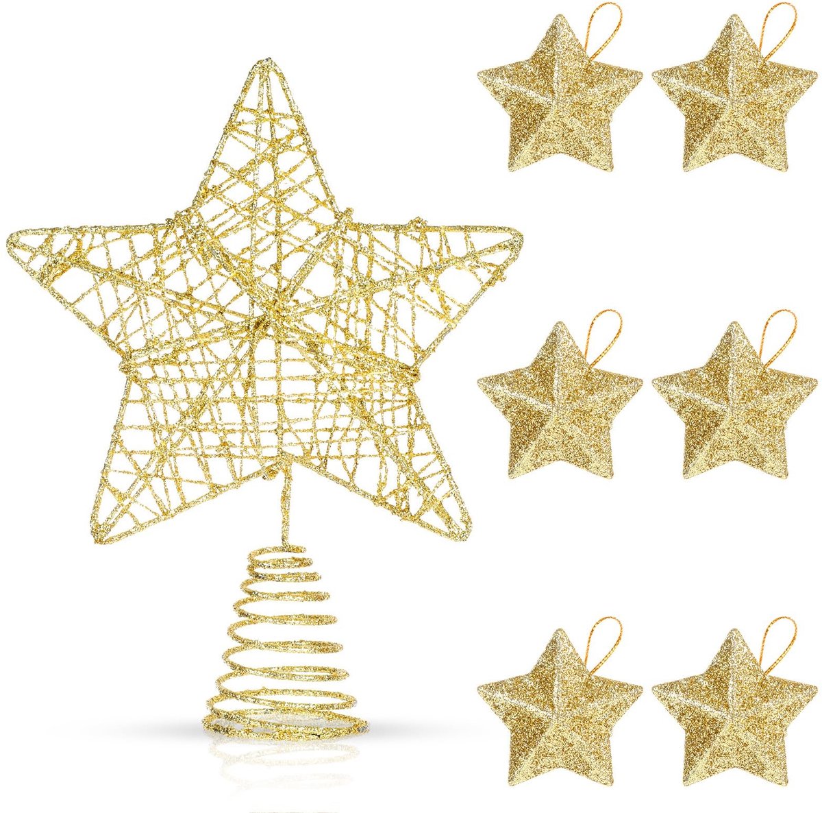 Solidchoice - Kerstboom Topster met 6 Sterhangers