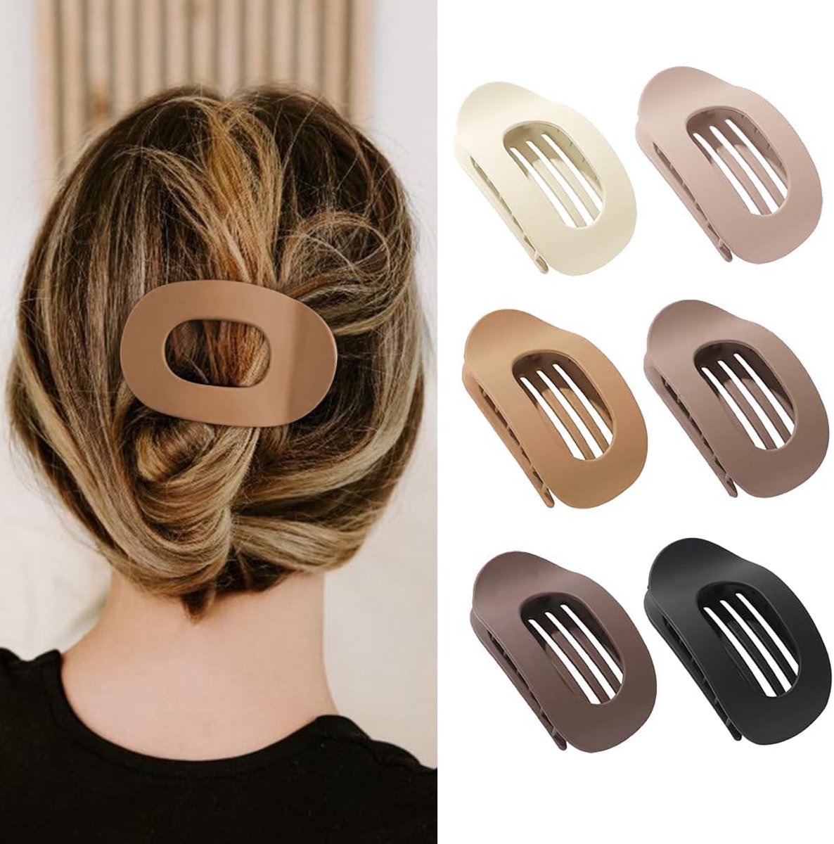 Haarklemmen dames 6 stuks - ovale uitsparing - antislip - voor dagelijks gebruik - ShopVlot