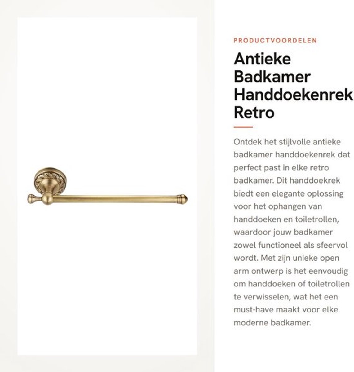 Handdoekenrek Antiek Uiterlijk - Wandmontage - Handdoekhouder - Eenvoudige Installatie - Multifunctioneel - Open Arm Ontwerp