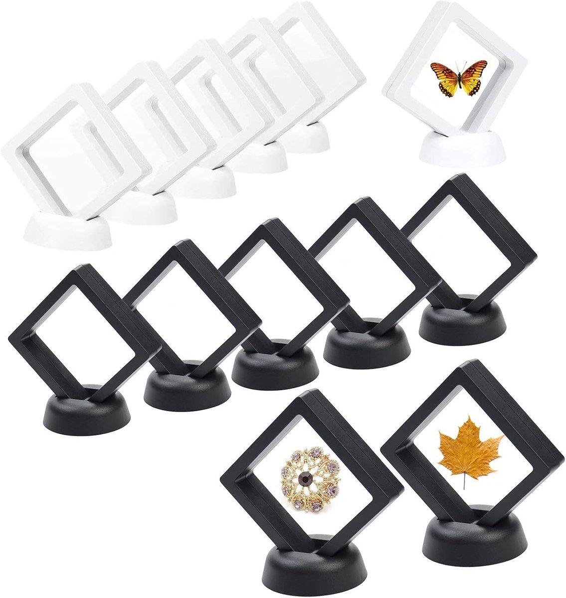 Displayframe voor sieraden 10 stuks - helder kunststof - stofdicht - perfect voor edelstenen - ShopVlot