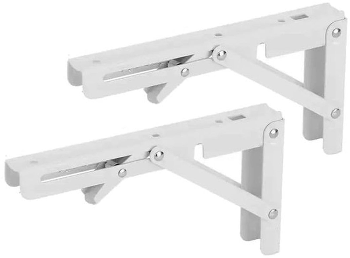 Plankdrager Ruimtebesparend - Inklapbare Plankdrager - Plankdragers Zwart - Plankdrager Metaal - Stevig & Duurzaam - 250mm, 90 graden - Plankbeugel