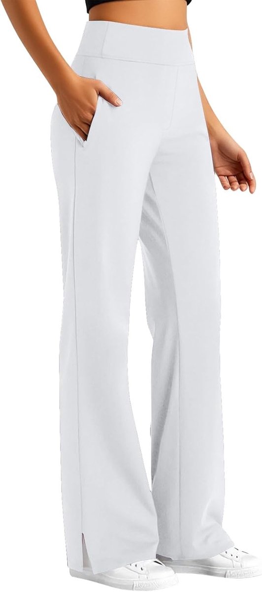 Sweatpants dames hoge tailleband - katoen brede pijpen - met zakken - comfortabele vrijetijdskleding - ShopVlot