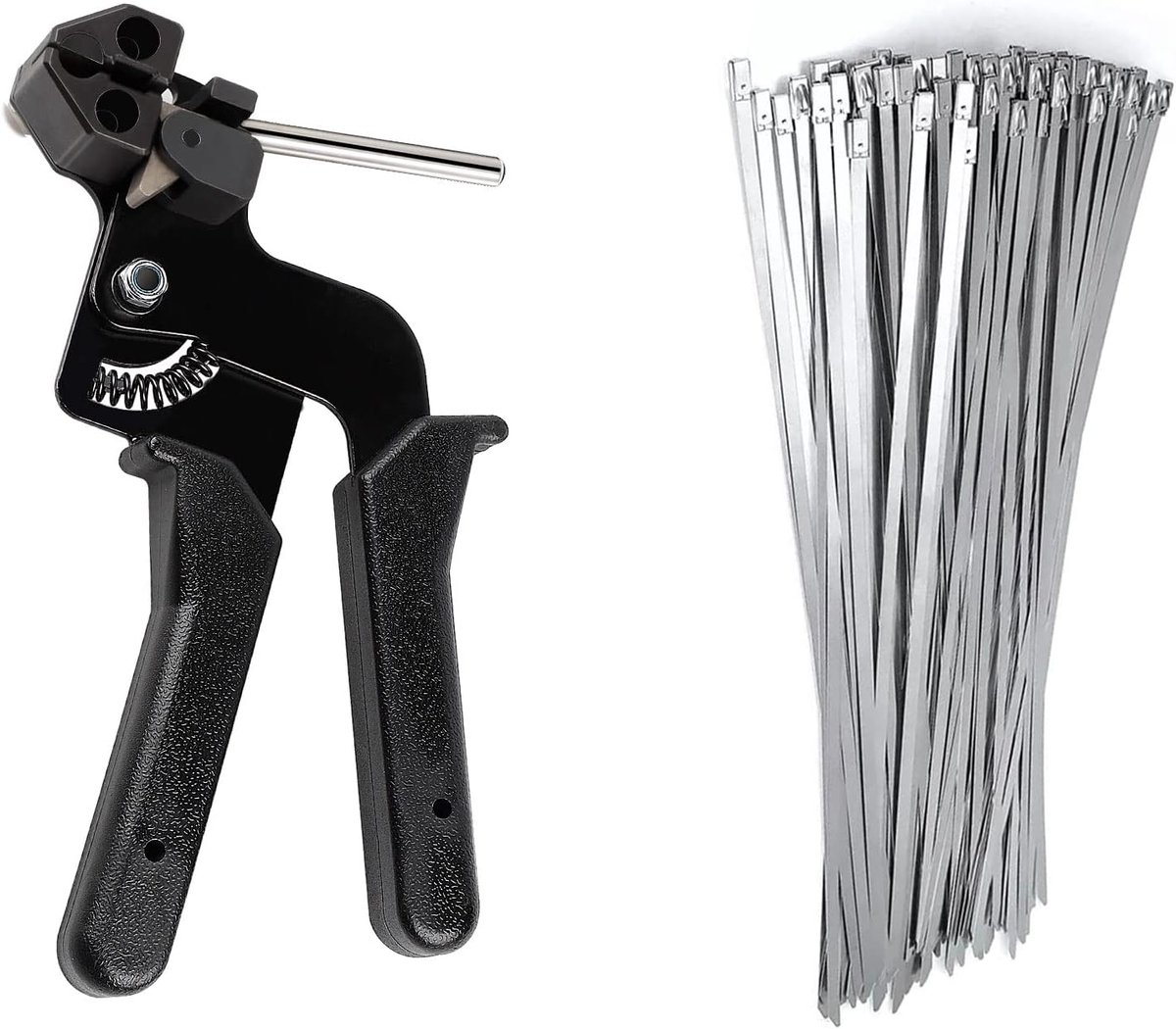 Kabelbinderspanner met snijfunctie - 100x roestvrijstalen 0.5x300mm - automatische spanner - veilig en sterk - ShopVlot
