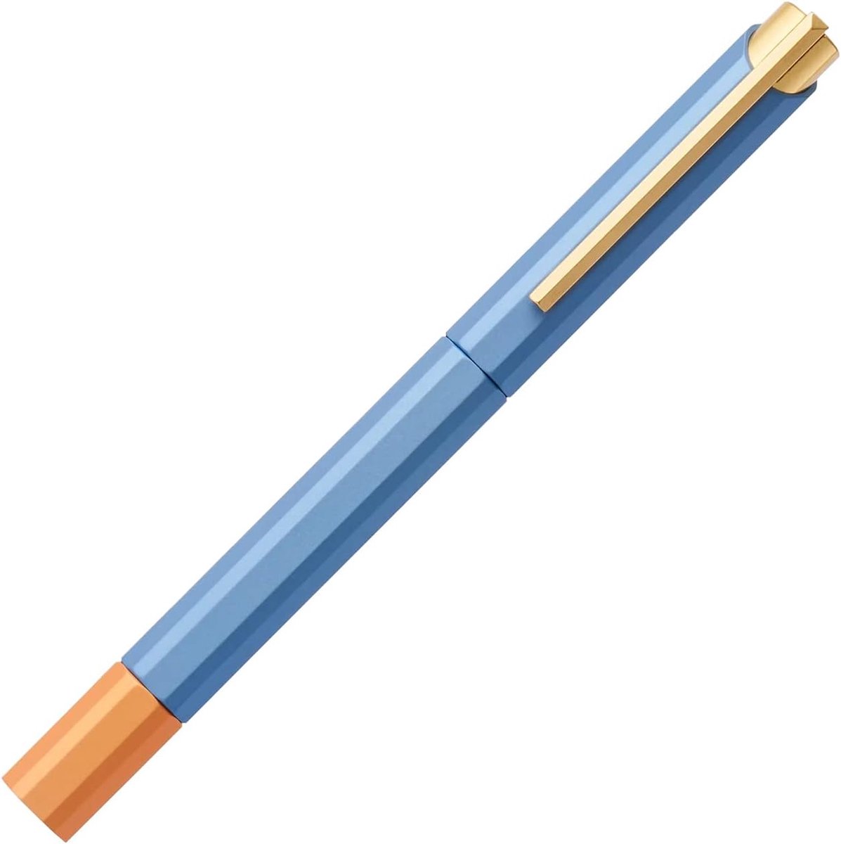 rollerbalpen 1 x 1.3 x 13.5 cm - blauw - messing en aluminium - soepel schrijven - ShopVlot