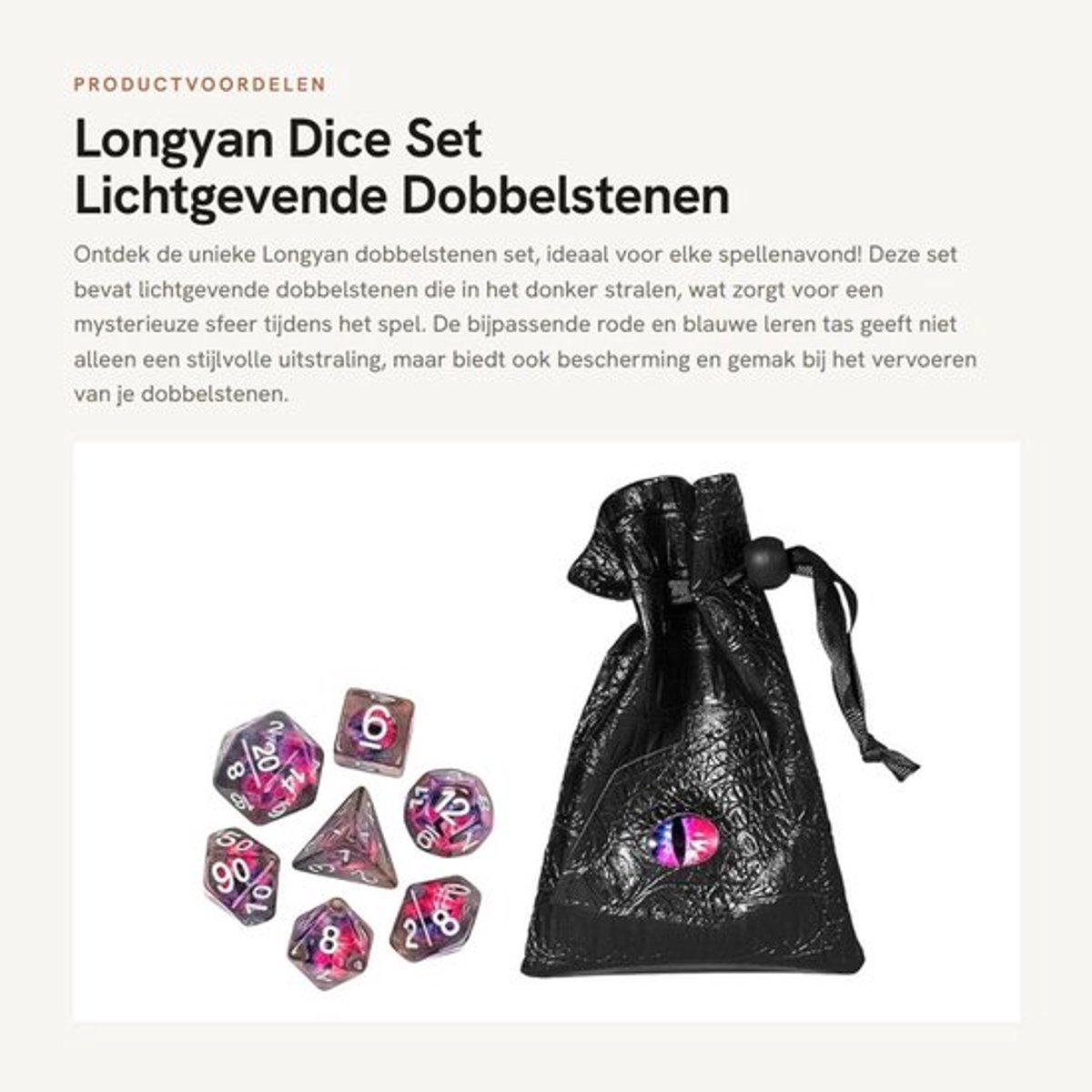 Dobbelstenen Lichtgevend - Dobbelstenen Set - Dobbelstenen met Tas - Rode/Blaue Leren Tas - Uniek Ontwerp - Mysterieuze Sfeer - Dobbelsteenenset