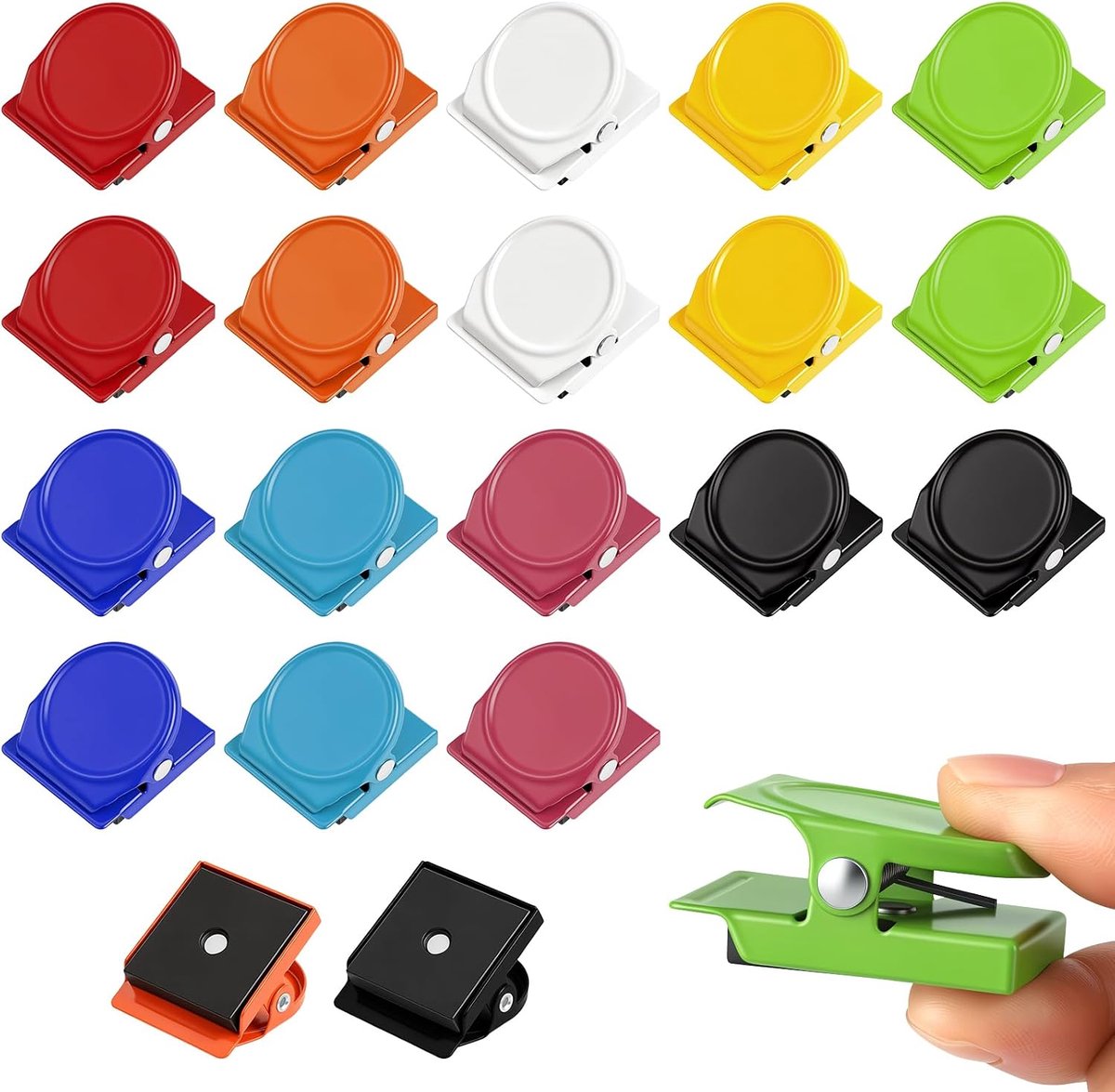 Magnetische clips 18 stuks - sterke hechting - kleurrijk - ideaal voor koelkast en prikbord - ShopVlot
