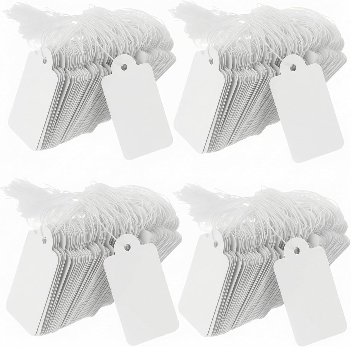 Prijslabels set van 500 - Hangtags met koord 45 x 25 mm - Wit papier - Ideaal voor prijsstelling en labeling - ShopVlot